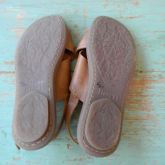Born Chisana TAN/Brown Leather Sling Back Criss Cross Flat Comfort SZ 11 - Picture 8 of 8